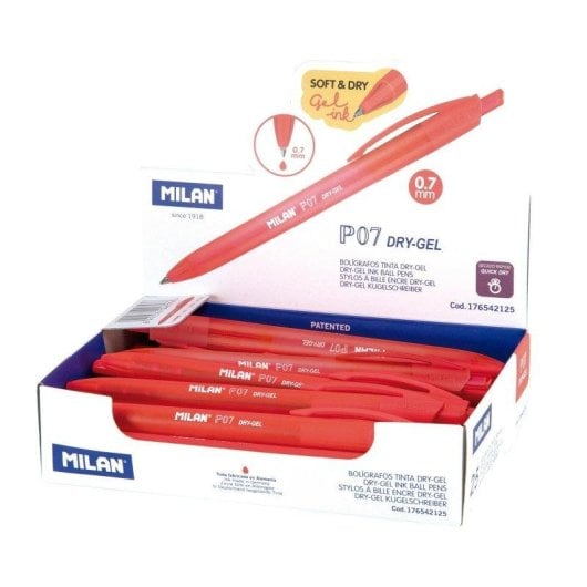 Cassetta espositiva di 25 penne Milan P07 Dry-gel rosse