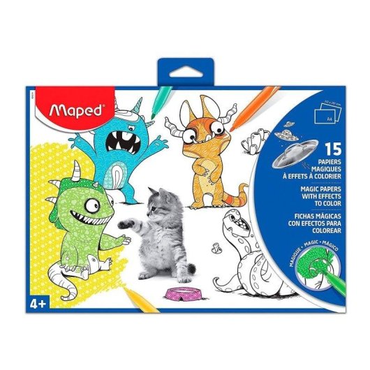 Set de 15 Láminas Mágicas para Colorear Maped A3 con Carpeta