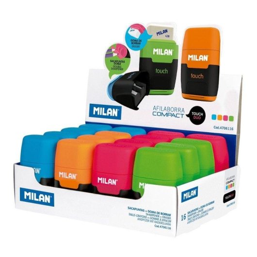 Pack Afilaborras Milan Touch Compacto con 2 Gomas de Recambio Azul