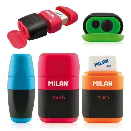 Pack Afilaborras Milan Touch Compacto con 2 Gomas de Recambio Azul
