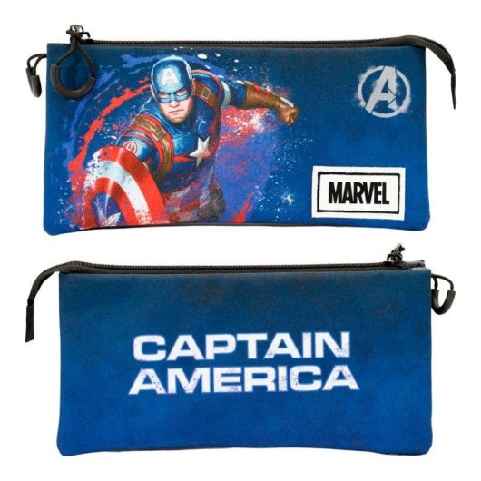 Estuche Triple Capitán América Karactermania Portatodo Fan Full Escolar