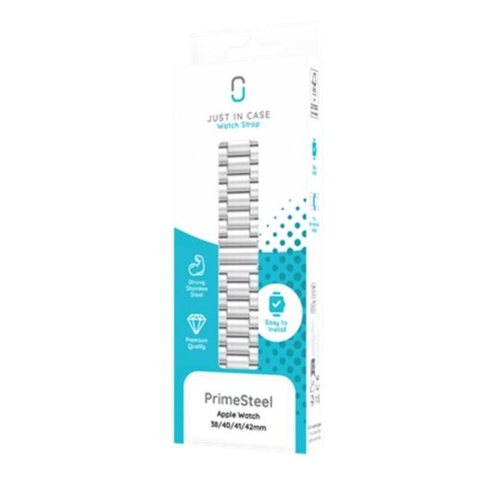 Correia Just in Case para Apple Watch 40/41/42mm em aço inoxidável prateado