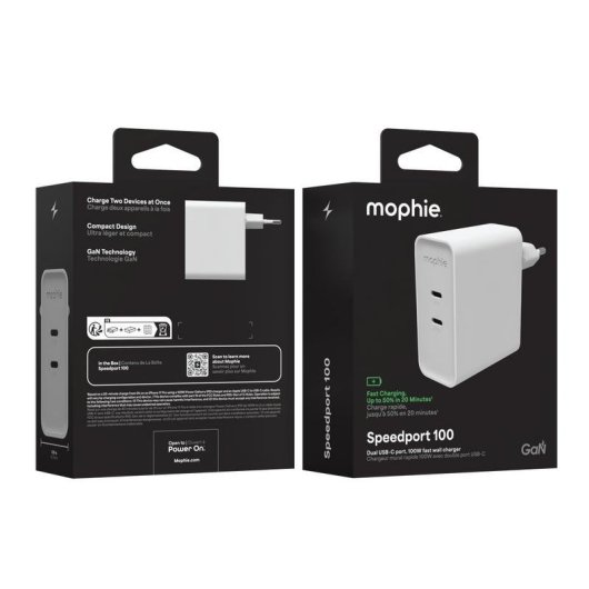 Ladegerät Mophie Speedport 100 USB-C GaN 100W 2 Ports