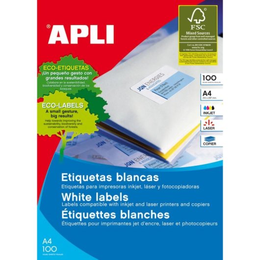 Etiquetas Adhesivas Apli 1279 A4 105x74 mm 800 etiquetas 100 hojas