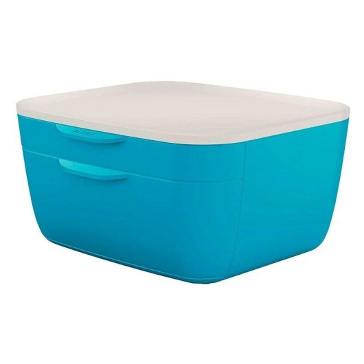 Cajonera de Sobremesa Leitz Cosy con 2 Compartimentos y Bandeja Superior Azul