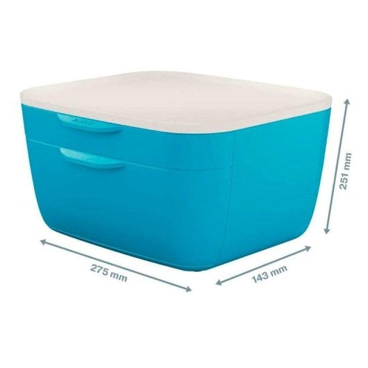 Cajonera de Sobremesa Leitz Cosy con 2 Compartimentos y Bandeja Superior Azul