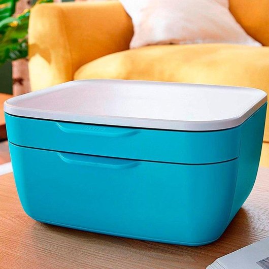 Cajonera de Sobremesa Leitz Cosy con 2 Compartimentos y Bandeja Superior Azul