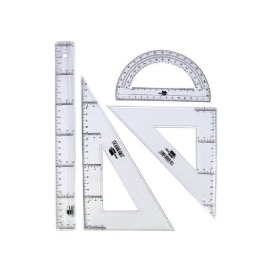 Set squadra e trasparente Liderpapel 25 cm, righello 30 cm e semicerchio 15 cm