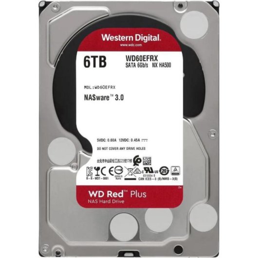 Disco Duro Western Digital Red Plus WD60EFRX 6TB HDD 5400rpm SATA 6Gb/s