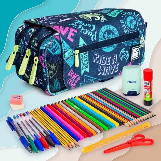 Estuche Portatodo Triple Grafoplás Bits and Bobs Design Beach