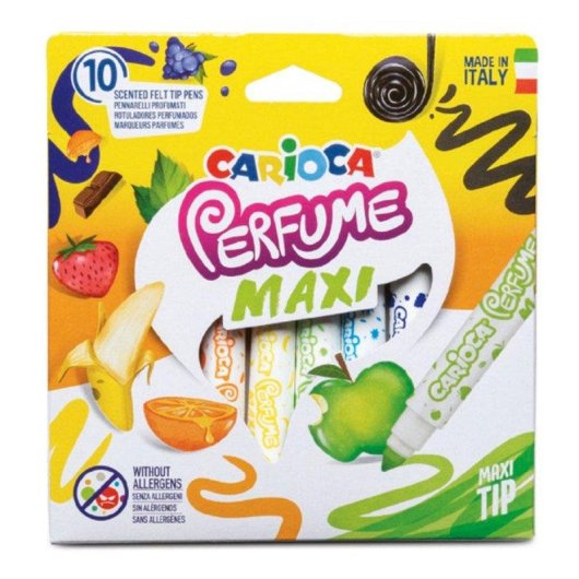 Rotuladores Perfumados Carioca Caja de 10 con Punta Maxi Tinta Lavable