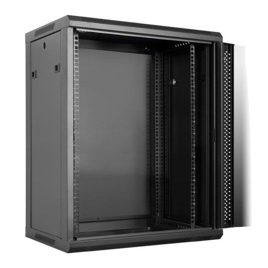 Rack mural Phasak Pro 15U 600x450 premontado con puerta de vidrio templado