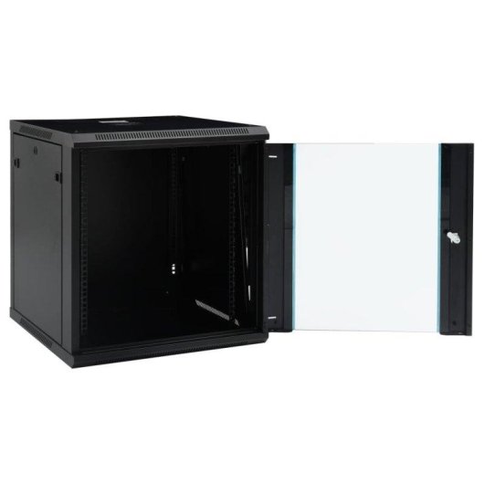 Armario rack mural 19" Phasak Pro 12U 600x600 Montado puerta de vidrio