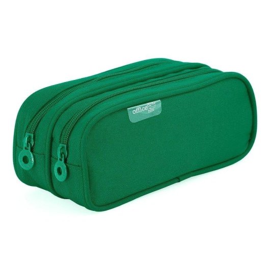 Estuche Portatodo Officebox Colorline Doble Compartimentos Verde Oscuro