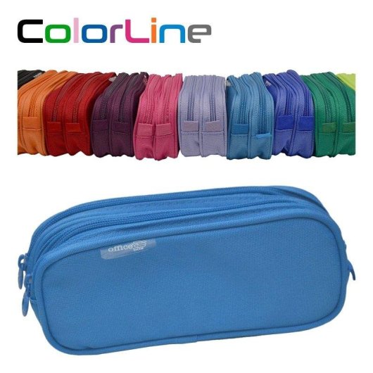 Estuche Portatodo Officebox Colorline Doble Compartimentos Verde Oscuro