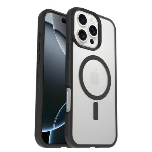 Funda para móvil OtterBox React Series Cover policarbonato negra transparente para iPhone 16 Pro Max