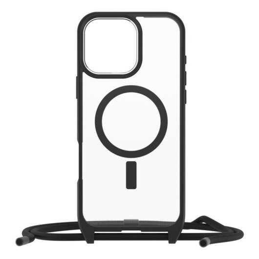 Funda para móvil OtterBox React Necklace Series Cover Nylon Negro Transparente para iPhone 16 Pro Max