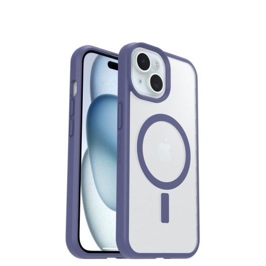 Capa OtterBox React transparente violeta MagSafe para iPhone 17e/16e/15/14/13