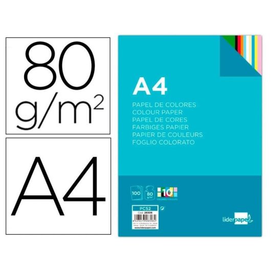 Carta Colori A4 80g/m2 Liderpapel - 100 fogli 10 colori
