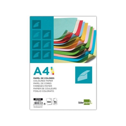 Carta Colori A4 80g/m2 Liderpapel - 100 fogli 10 colori