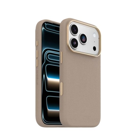 Funda para móvil OtterBox Symmetry Cactus Leather Cover case Gris claro para iPhone 17 Pro