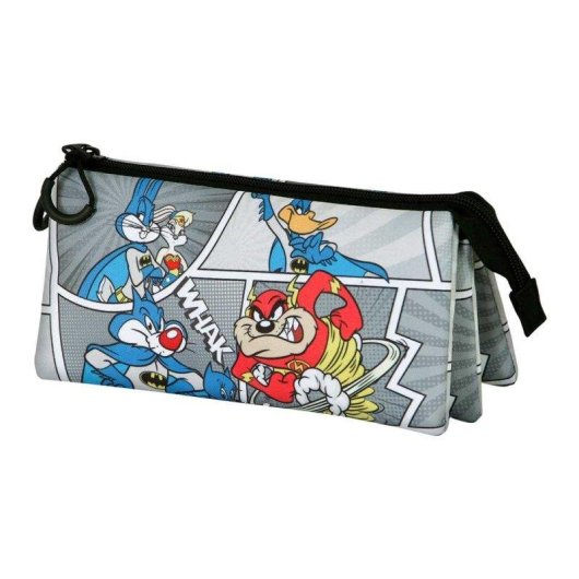 Estuche Escolar Triple Looney Tunes Batman Comic 23x11x7cm