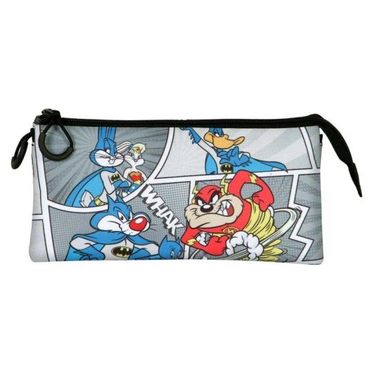 Estuche Escolar Triple Looney Tunes Batman Comic 23x11x7cm