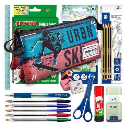 Estuche Triple Karactermania PRODG Portatodo Urbansk8 con Material Escolar