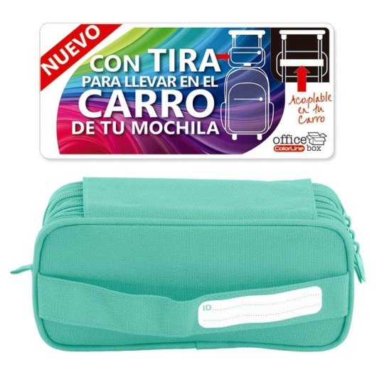 Astuccio Triplo Officebox Turquesa con Materiale Scolastico Incluso