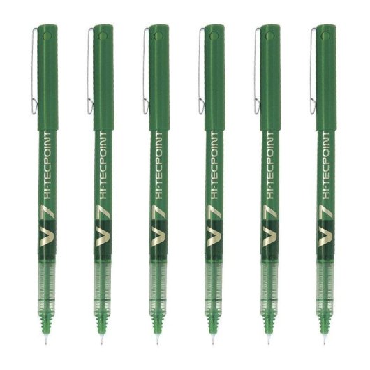 Penna Roller Pilot V7 Hi-tecpoint 0.7 mm Verde Set di 6