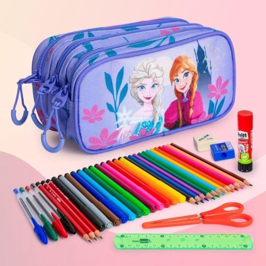 Estuche escolar Karactermania Disney Frozen 2 Dear Triple Portatodo Lila