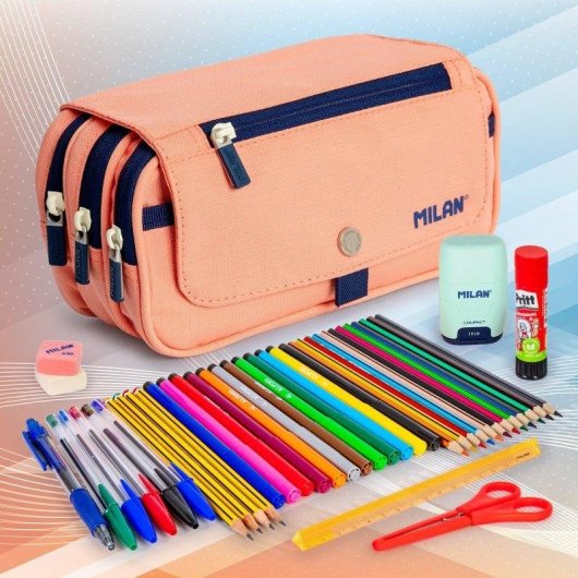 Dreifach-Aktenordner Milan 1918 mit vier Reißverschlüssen für Schreibwaren. Rosa