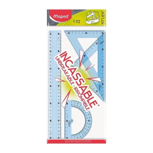 Kit Maxi di 4 Righelli Scolastici Infrangibili Maped Trasparente