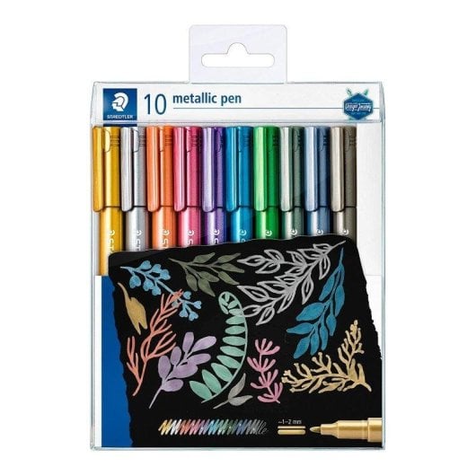 Staedtler Design Journey - Estuche de 10 Rotuladores Metálicos de Ponta Redonda