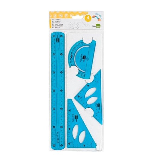 Set di Geometria 4 Pezzi Plastica Flessibile Liderpapel
