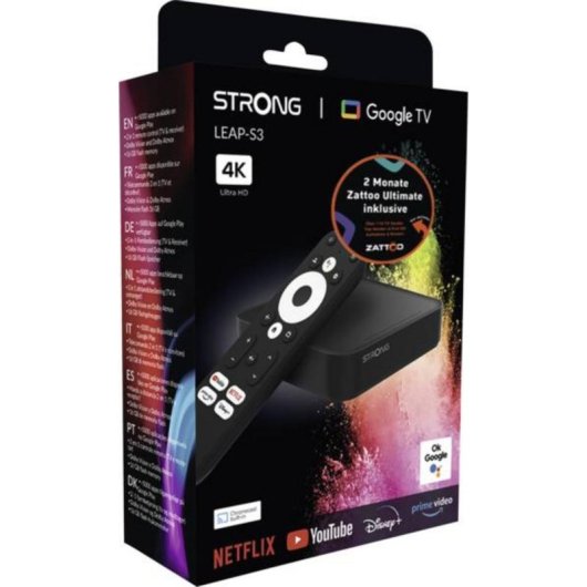 Conversor Strong LEAP-S3 Ultimate Android 4K Ultra HD Wi-Fi Preto