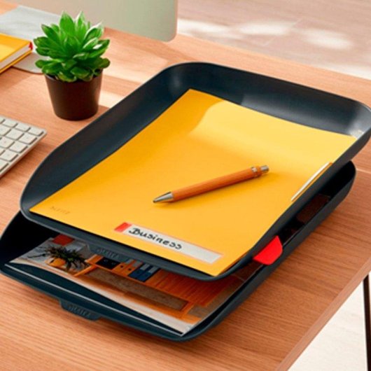 Set de 2 Bandejas Porta Documentos Leitz Cosy A4 Gris