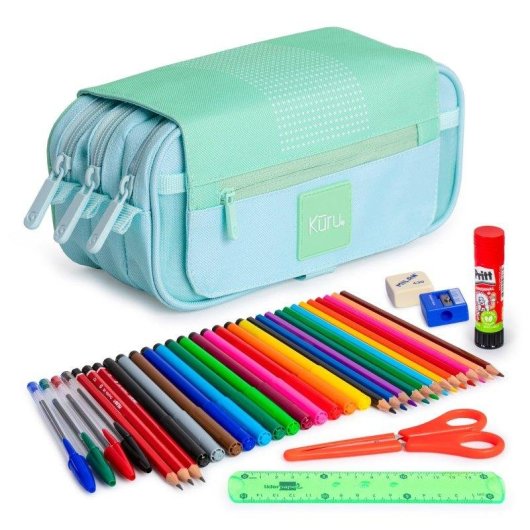 Estuche Triple Grafoplás Kuru con Material Escolar Incluido 36 Piezas