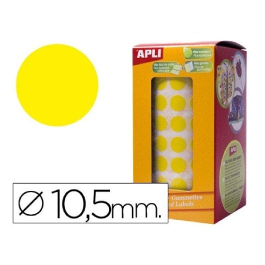 Gomets Autoadhesivos Circulares Amarillo 10.5mm Apli Rollo 5192 Unidades