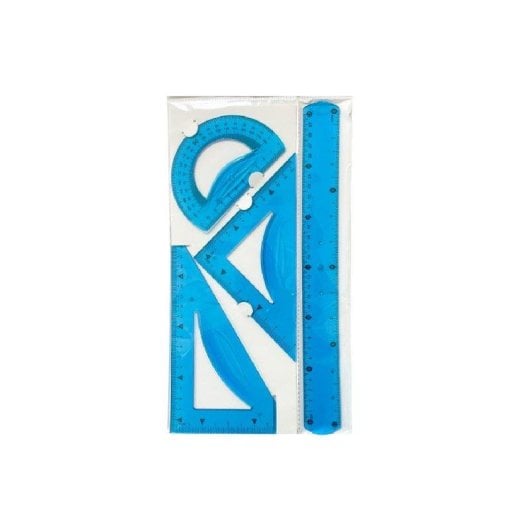Set di Righe Liderpapel 30 cm, Squadra 10 cm, Triangolo 14 cm e Semicerchio Flessibile