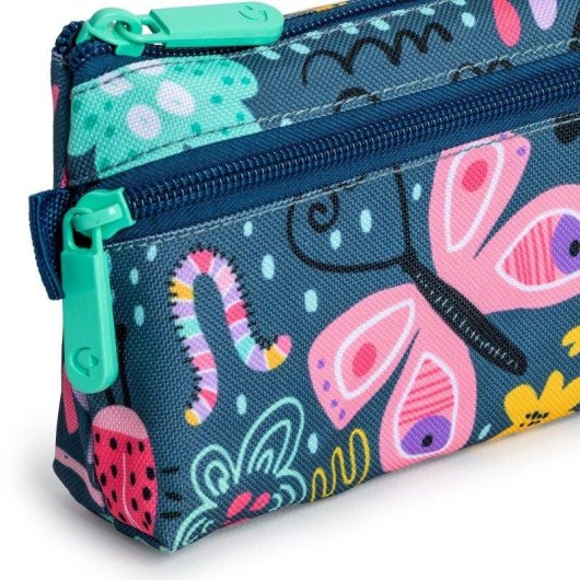 Estuche Portatodo Plano Grafoplás Design Bits Bobs 2 Cremalleras 23x10 cm Gran Capacidad