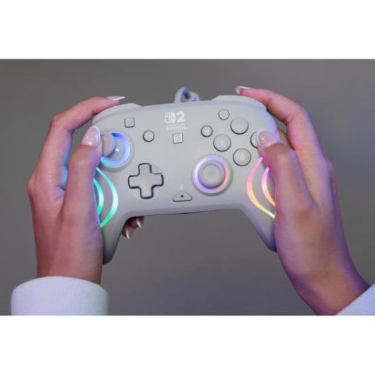 Mando Turtle Beach Afterglow Wave Gris RGB con cable para Nintendo Switch 2