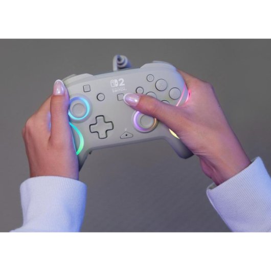 Mando Turtle Beach Afterglow Wave Gris RGB con cable para Nintendo Switch 2