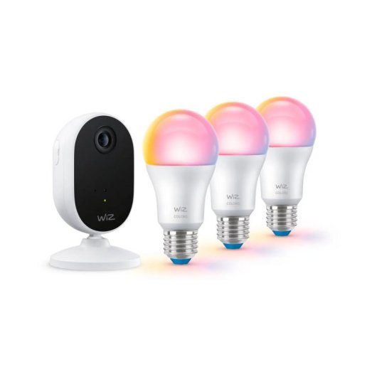 WiZ Intelligentes Beleuchtungsset Kamera Innenraum + 3 RGB Bluetooth Glühbirnen Weiß