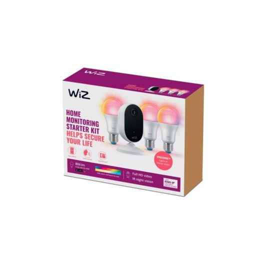 WiZ Intelligentes Beleuchtungsset Kamera Innenraum + 3 RGB Bluetooth Glühbirnen Weiß
