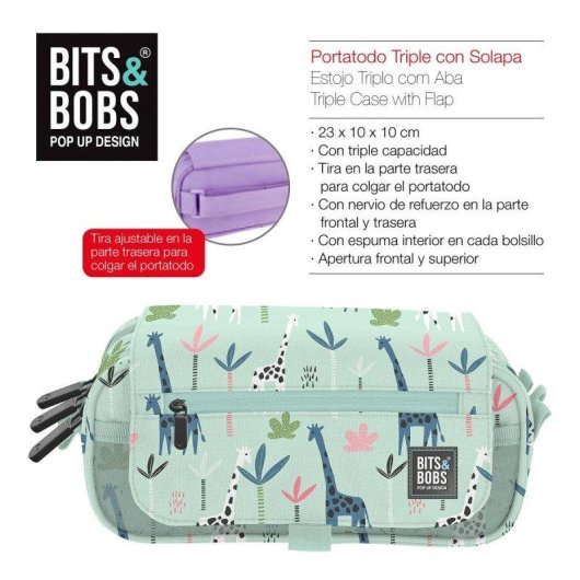 Estuche Triple ColePack EcoDesign con Material Escolar Incluido Jungle