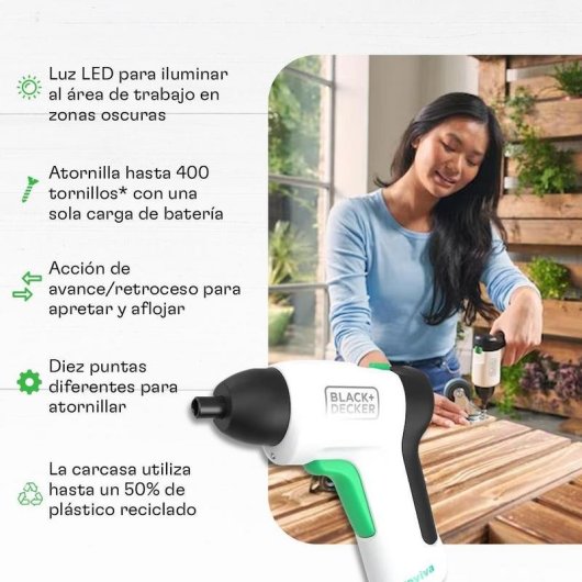 Atornillador BLACK & DECKER REVSD4C-XJ 3,6V Inalámbrico 5,5 Nm LED