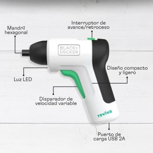 Atornillador BLACK & DECKER REVSD4C-XJ 3,6V Inalámbrico 5,5 Nm LED