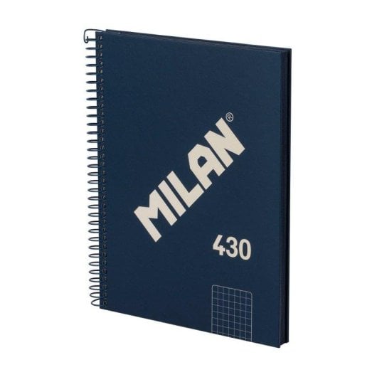 Cuaderno A5 Espiral Tapa Dura Milan 430 Cuadriculado 80 Hojas 95gr Azul