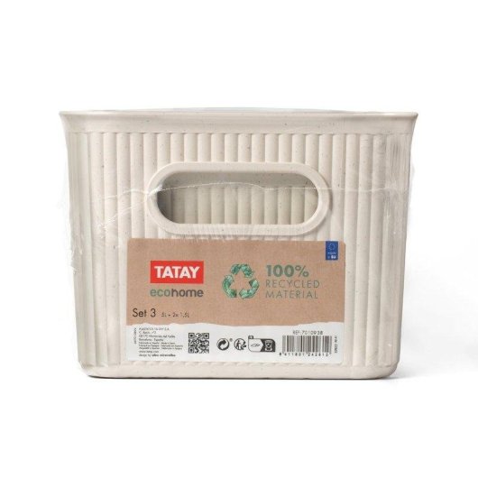 Set de 3 Cestas de Ordenación Tatay Baobab Ecohome Beige Plástico Reciclado